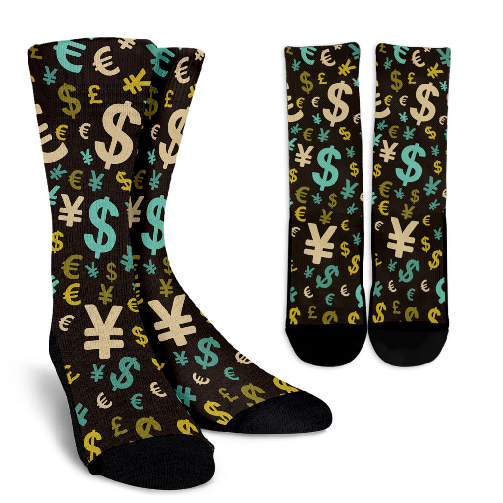 Money Pattern Print Design 01 Crew Socks