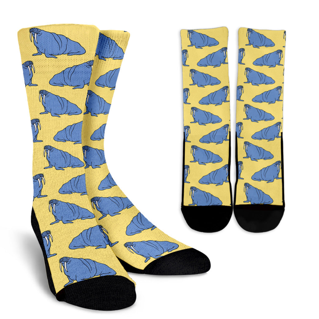 Walrus Pattern Print Design 02 Crew Socks