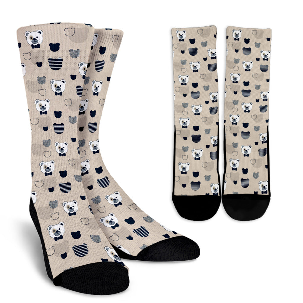 Bear Pattern Print Design 05 Crew Socks
