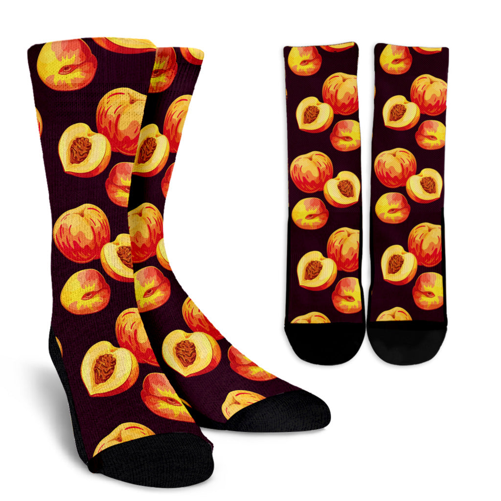 Peach Pattern Print Design A04 Crew Socks