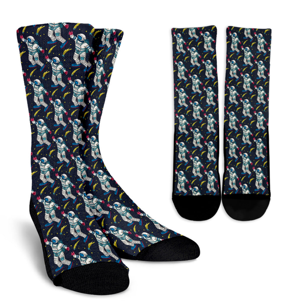 Astronaut Pattern Print Design 04 Crew Socks