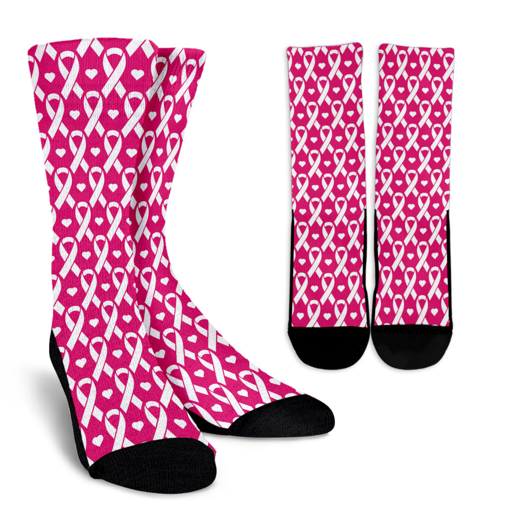 Breast cancer Pattern Print Design 05 Crew Socks