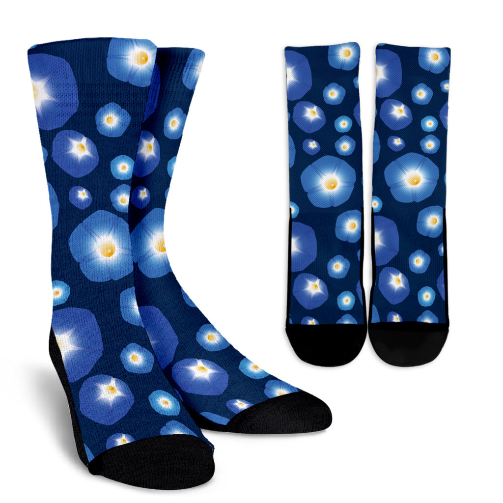 Morning Glory Pattern Print Design 02 Crew Socks