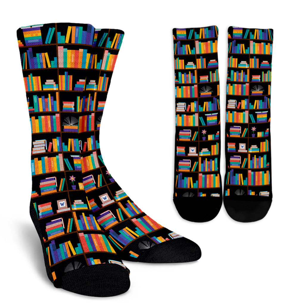 Book Pattern Print Design 05 Crew Socks