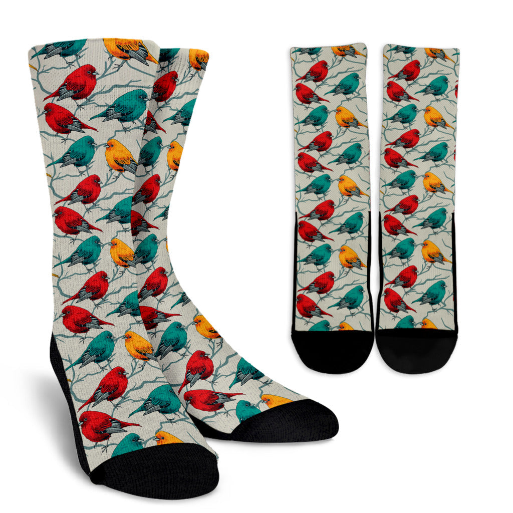 Birds Pattern Print Design 04 Crew Socks