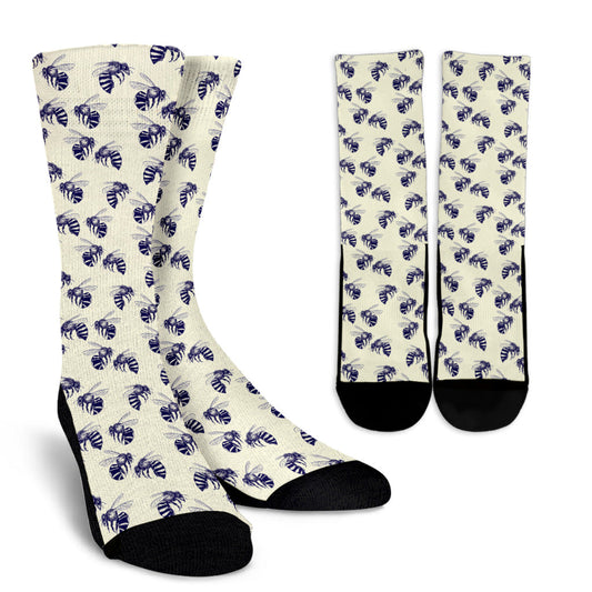 Bee Pattern Print Design 02 Crew Socks