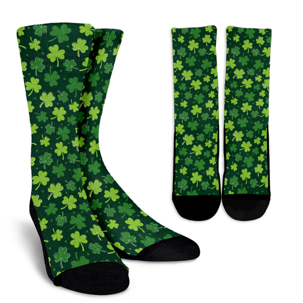Clover Pattern Print Design 02 Crew Socks