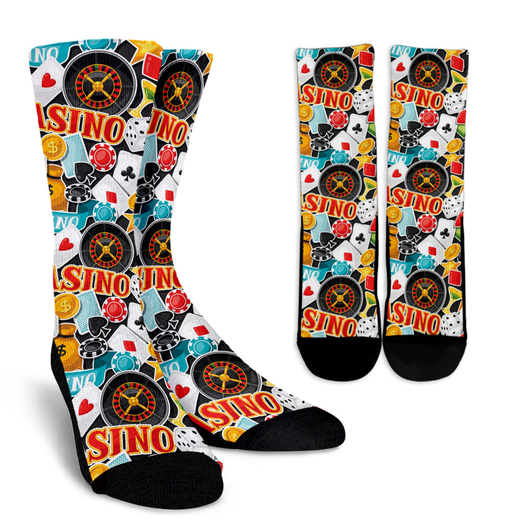 Casino Pattern Print Design 03 Crew Socks