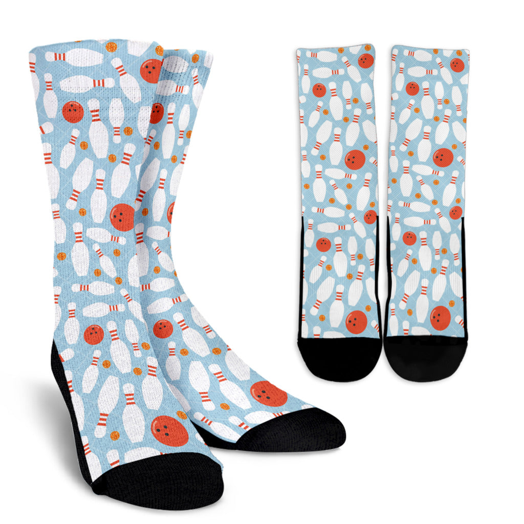Bowling Pattern Print Design 09 Crew Socks