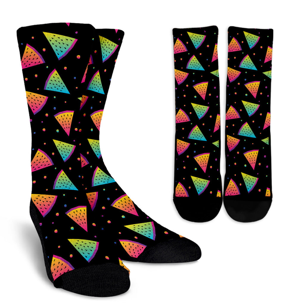 Rainbow Watermelon Pattern Print Design A04 Crew Socks