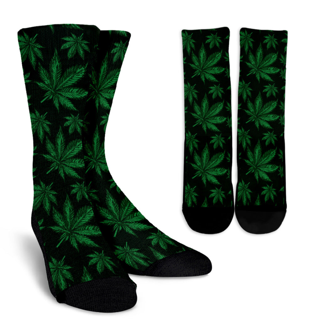 Pot Leaf Pattern Print Design A04 Crew Socks