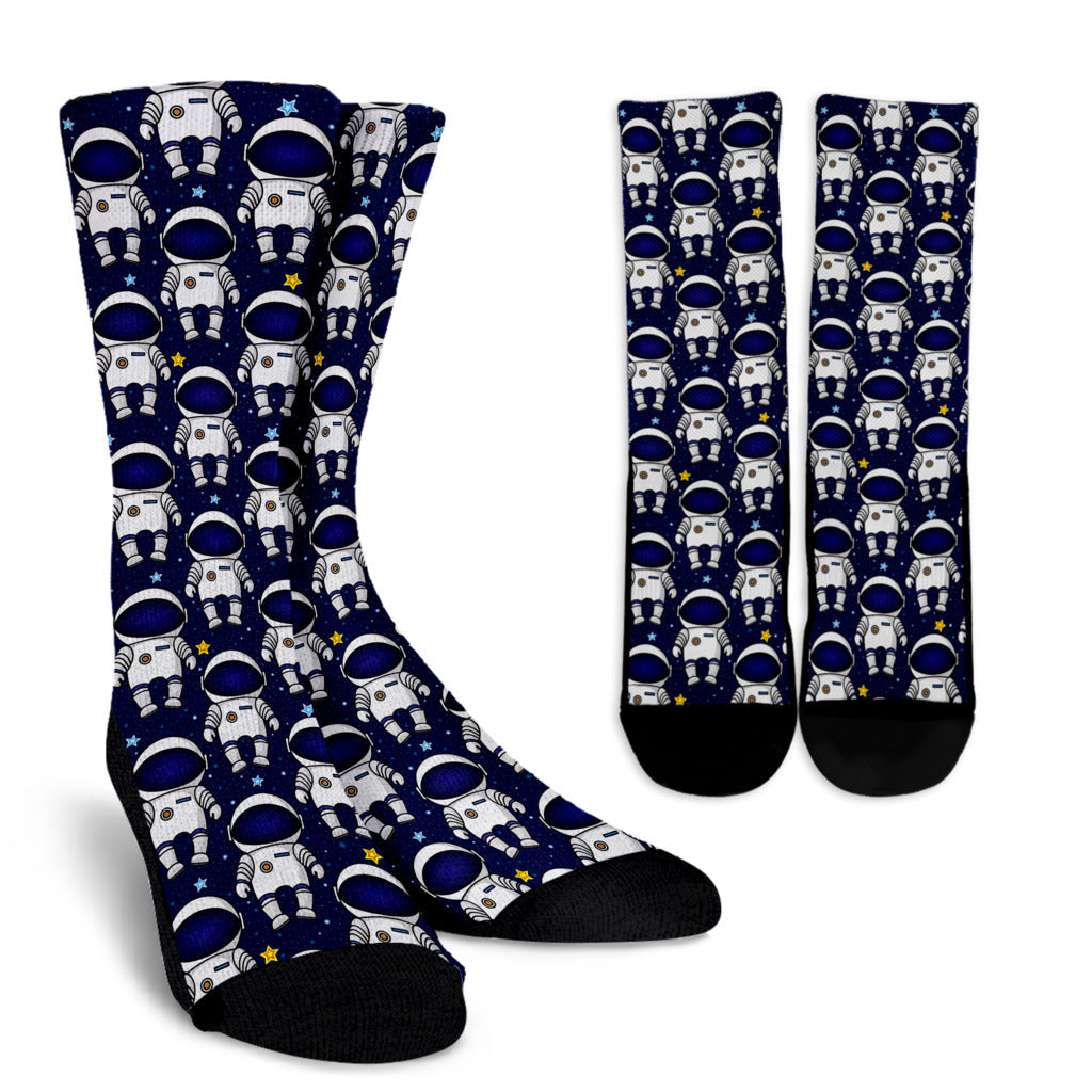 Astronaut Pattern Print Design 01 Crew Socks