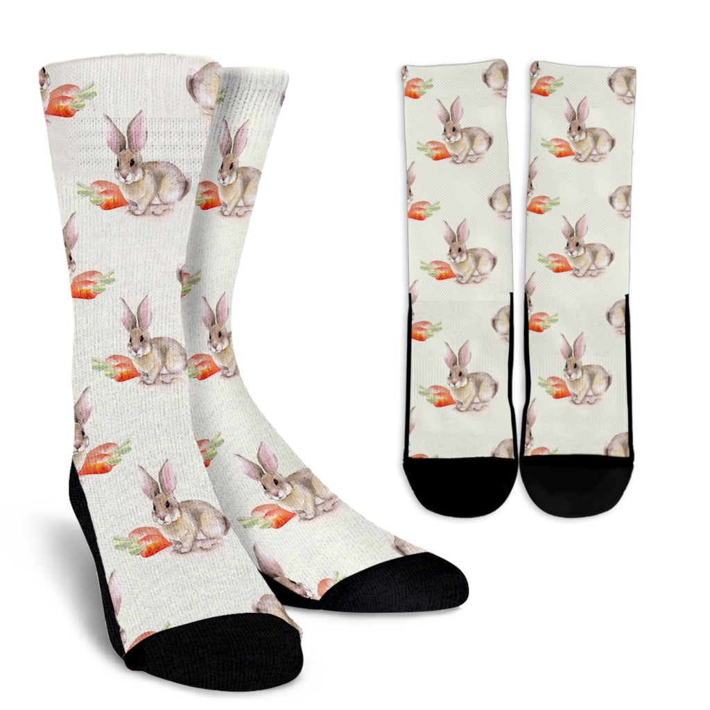 Rabbit Pattern Print Design 01 Crew Socks