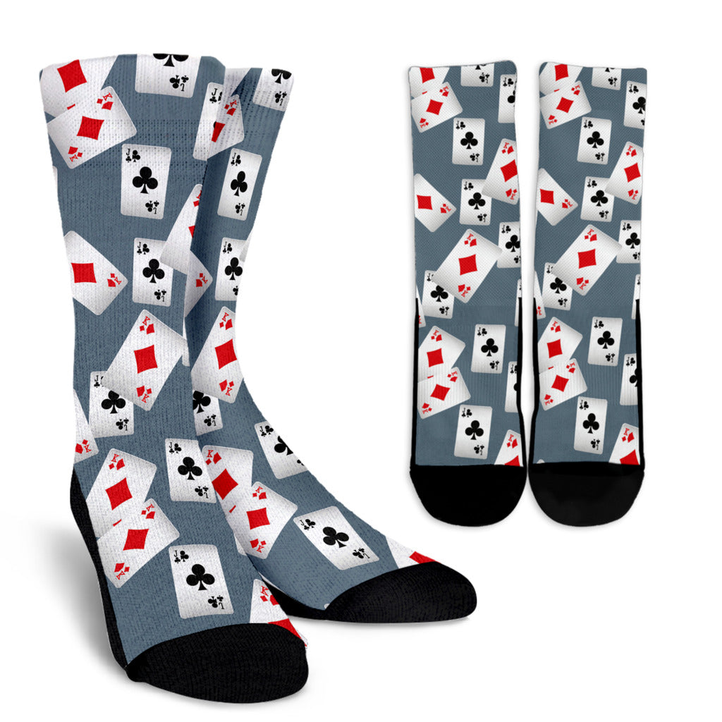 Poker Cards Pattern Print Design A05 Crew Socks