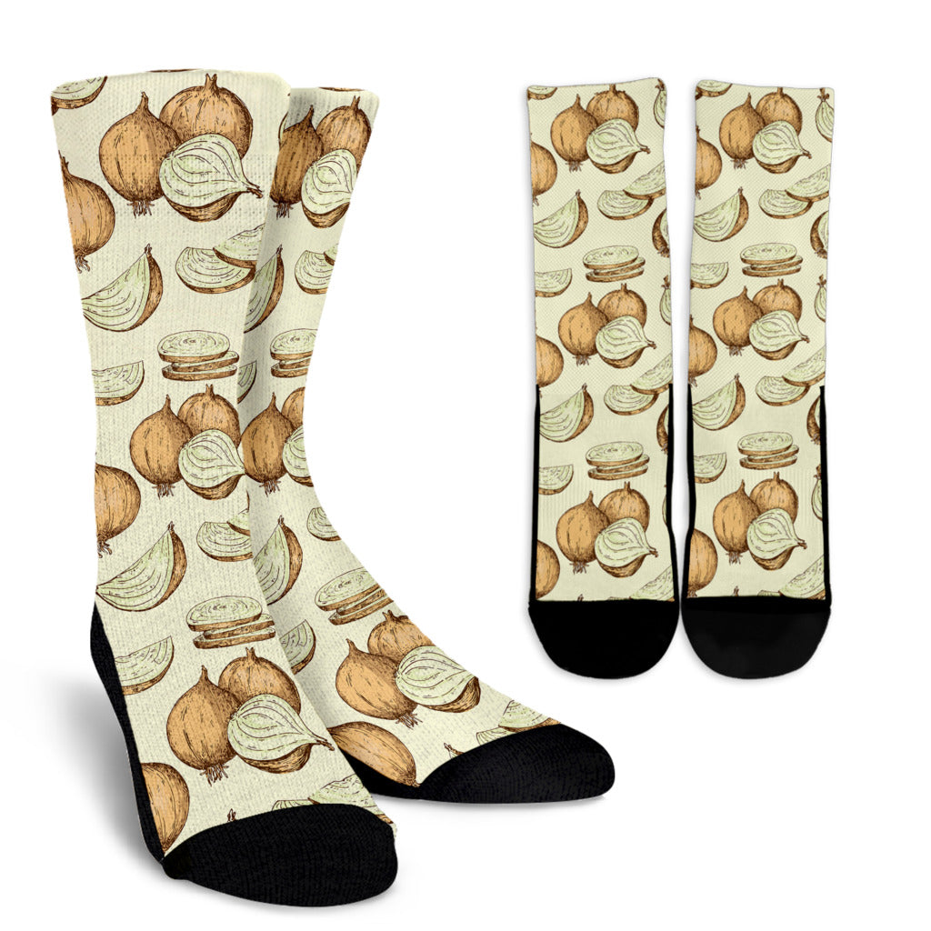 Onion Pattern Print Design A02 Crew Socks