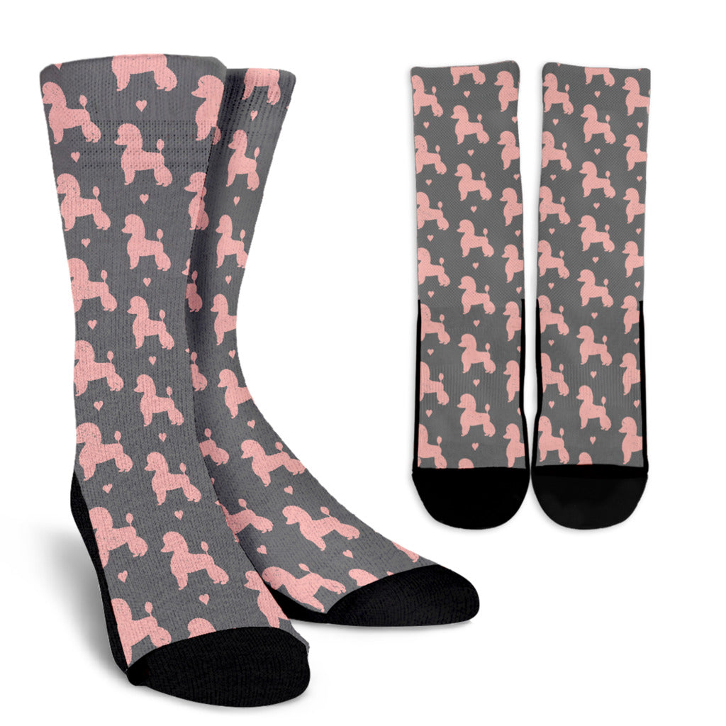 Poodle Pattern Print Design A02 Crew Socks