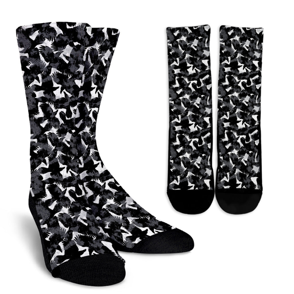 Crow Pattern Print Design 01 Crew Socks