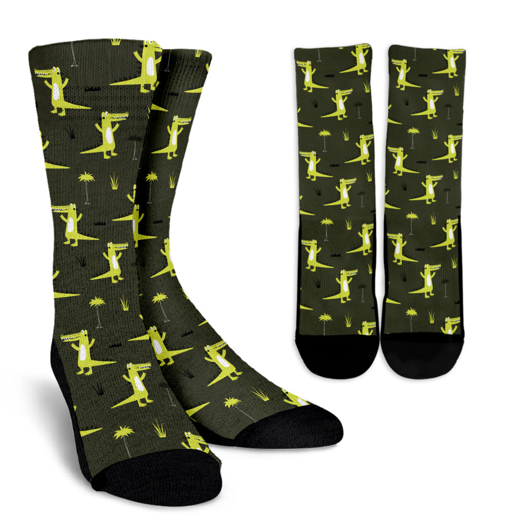Alligator Pattern Print Design 05 Crew Socks