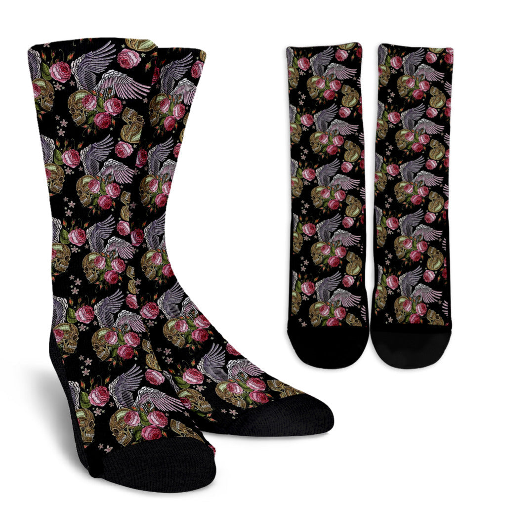 Angel Wings Pattern Print Design 06 Crew Socks