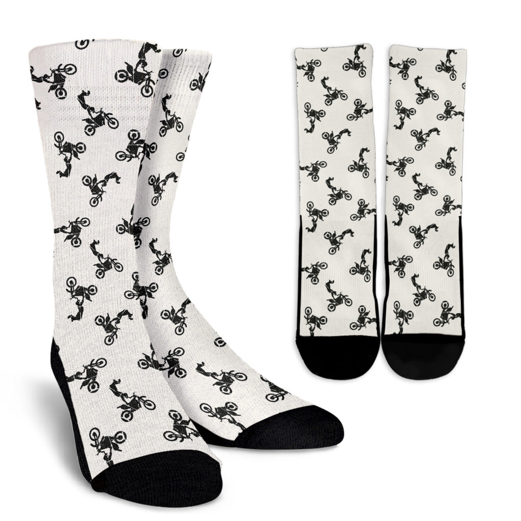 Motocross Pattern Print Design 03 Crew Socks