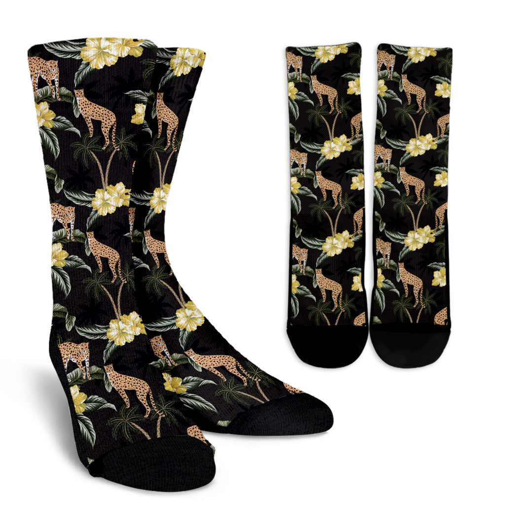 Cheetah Pattern Print Design 04 Crew Socks