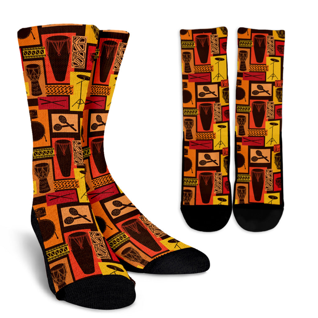Percussion Pattern Print Design 02 Crew Socks