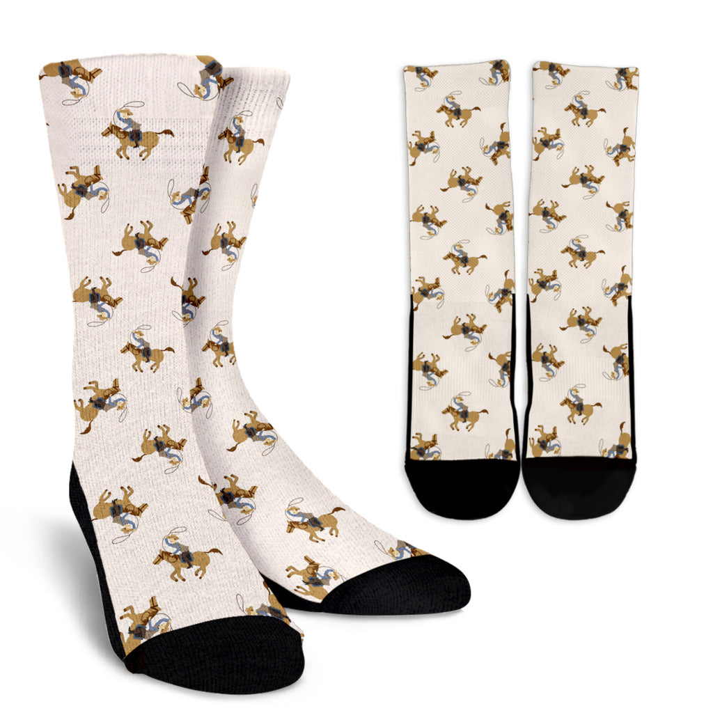Cowboy Pattern Print Design 01 Crew Socks