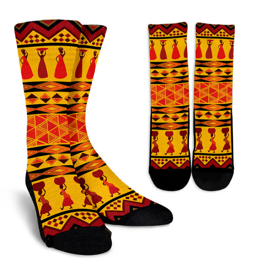 African Pattern Print Design 01 Crew Socks