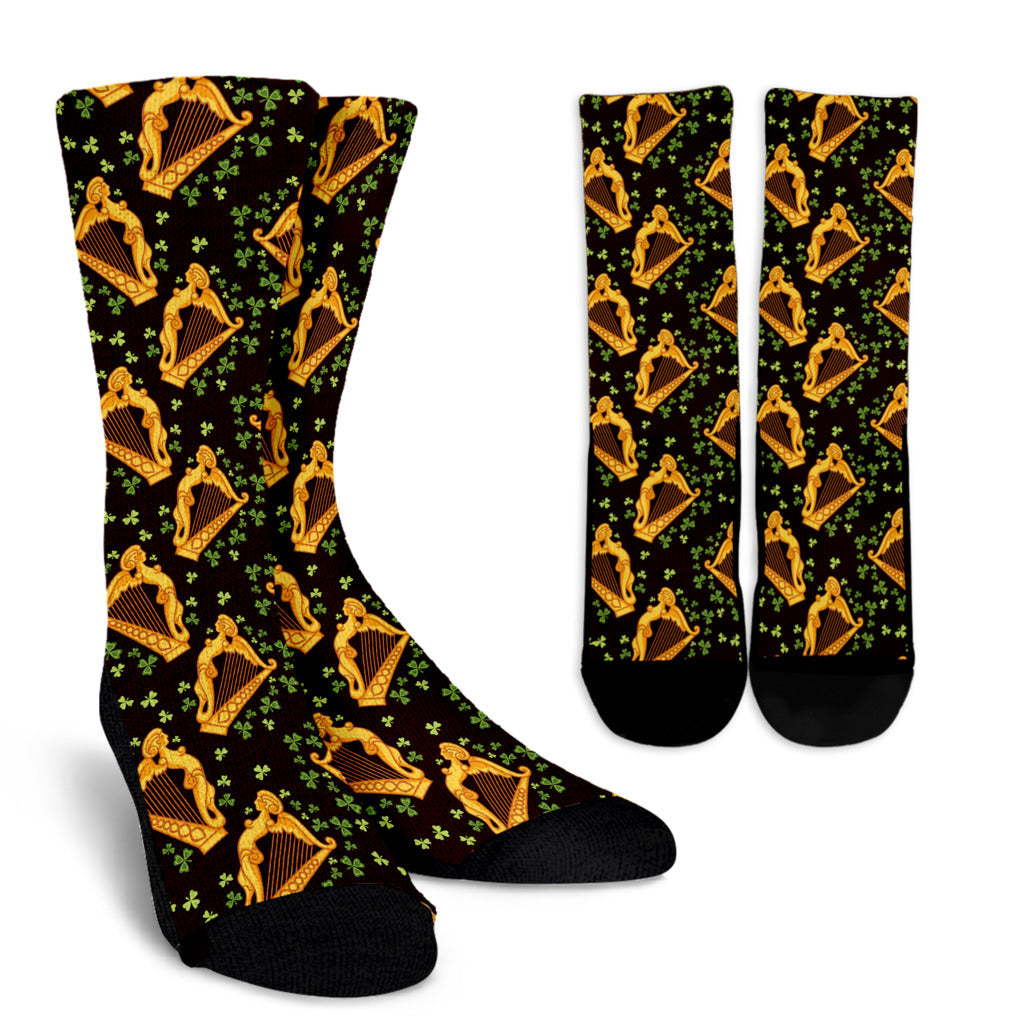 Harp Pattern Print Design 02 Crew Socks