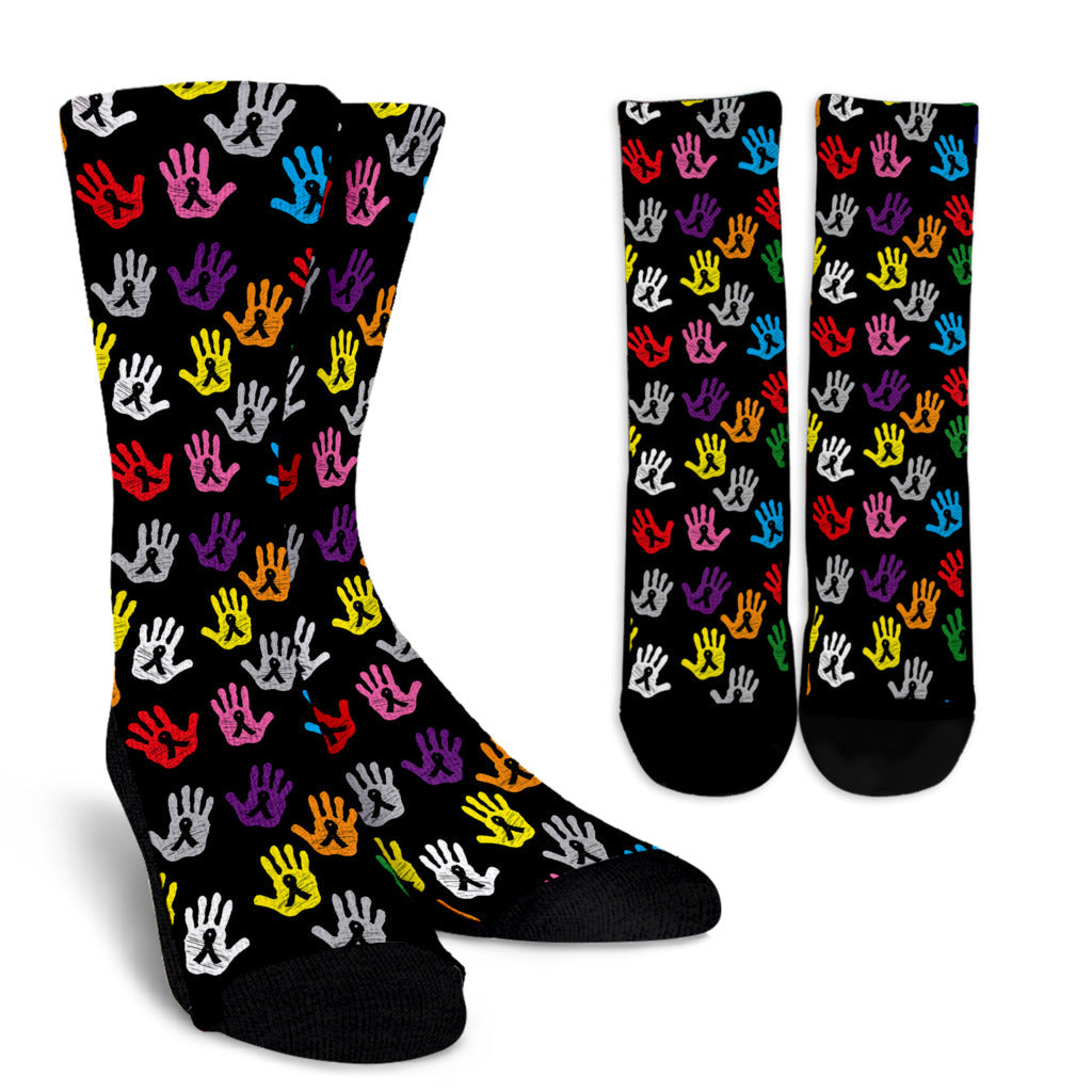 Cancer Awareness Pattern Print Design 04 Crew Socks