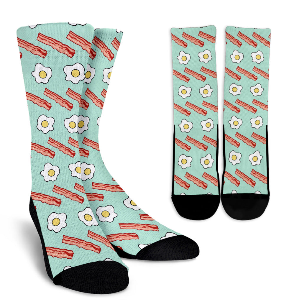 Bacon Sausage Pattern Print Design 01 Crew Socks