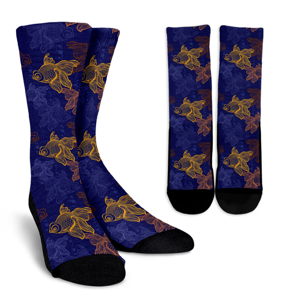 Goldfish Pattern Print Design 01 Crew Socks
