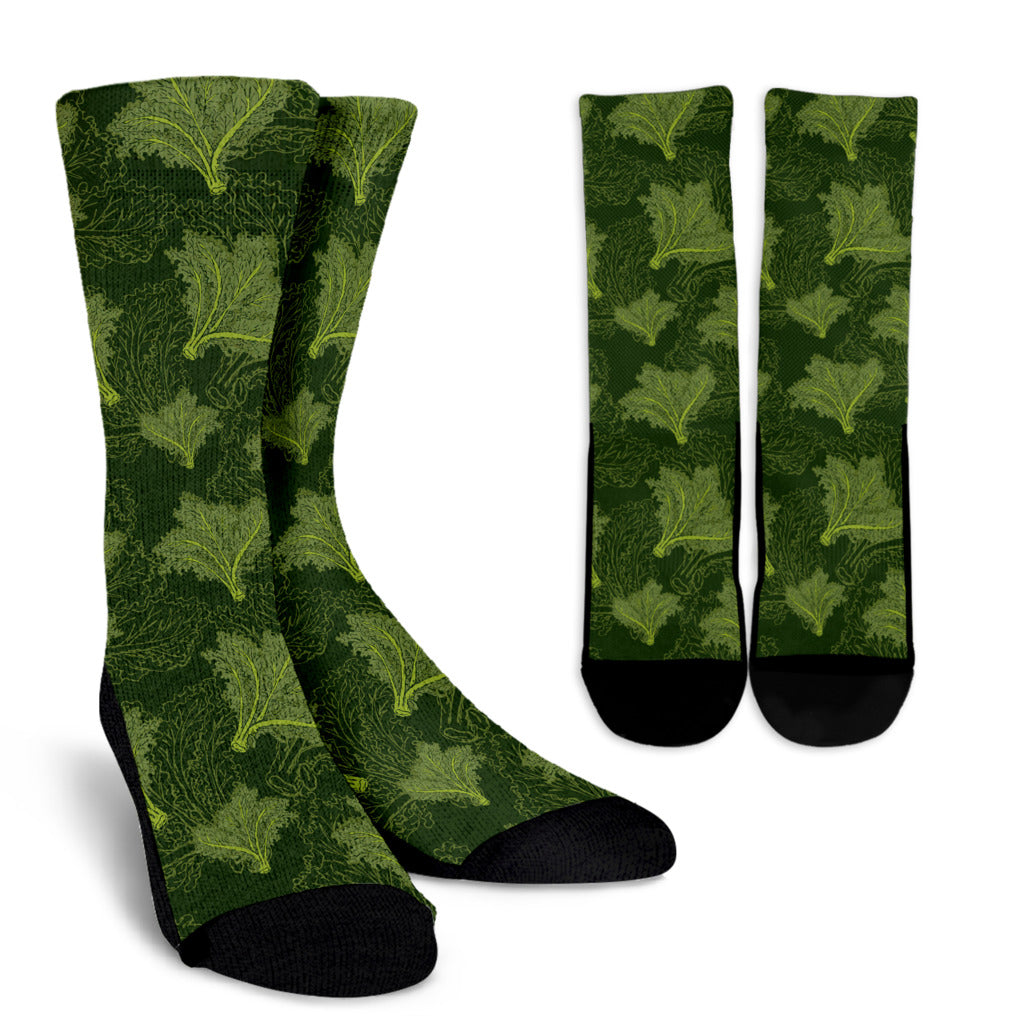 Kale Pattern Print Design 01 Crew Socks