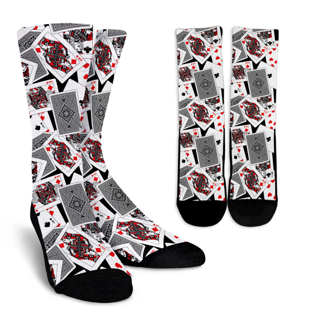 Poker Cards Pattern Print Design A04 Crew Socks