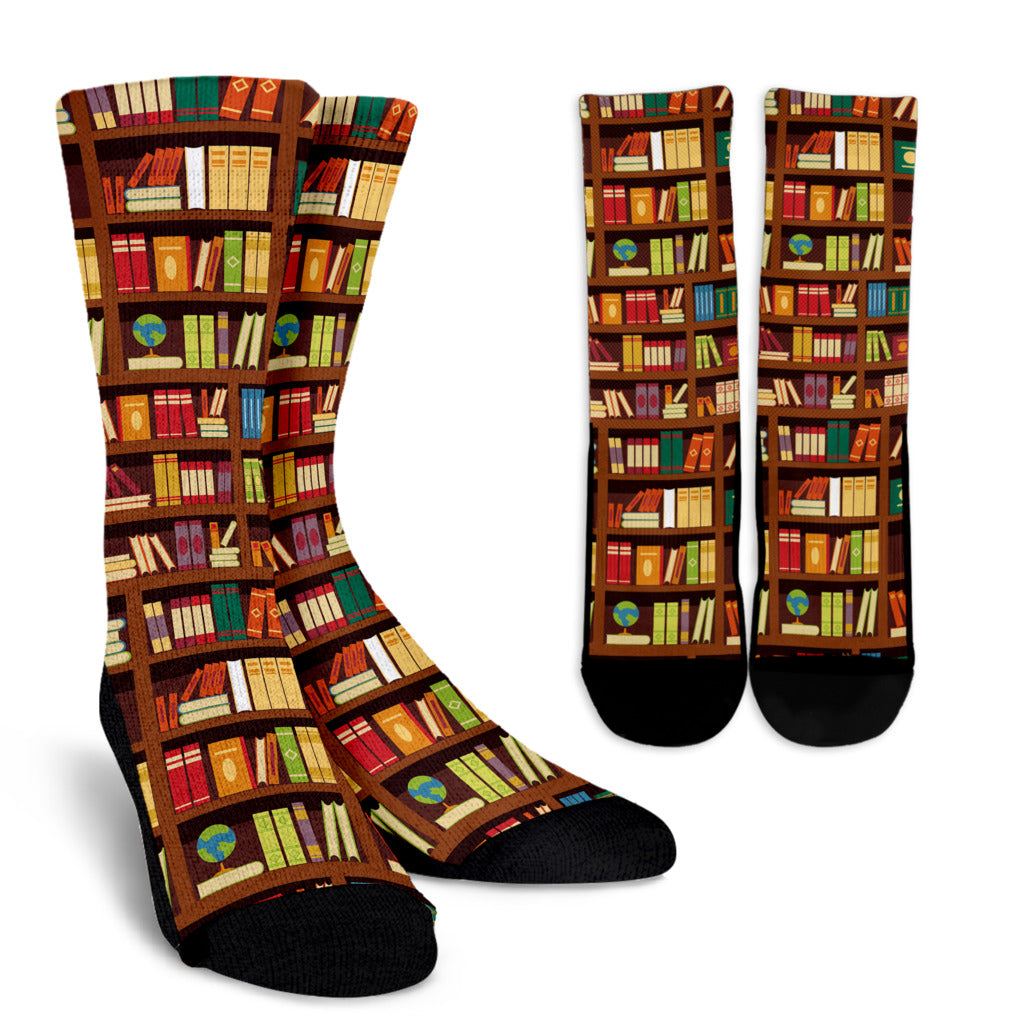 Book Pattern Print Design 06 Crew Socks
