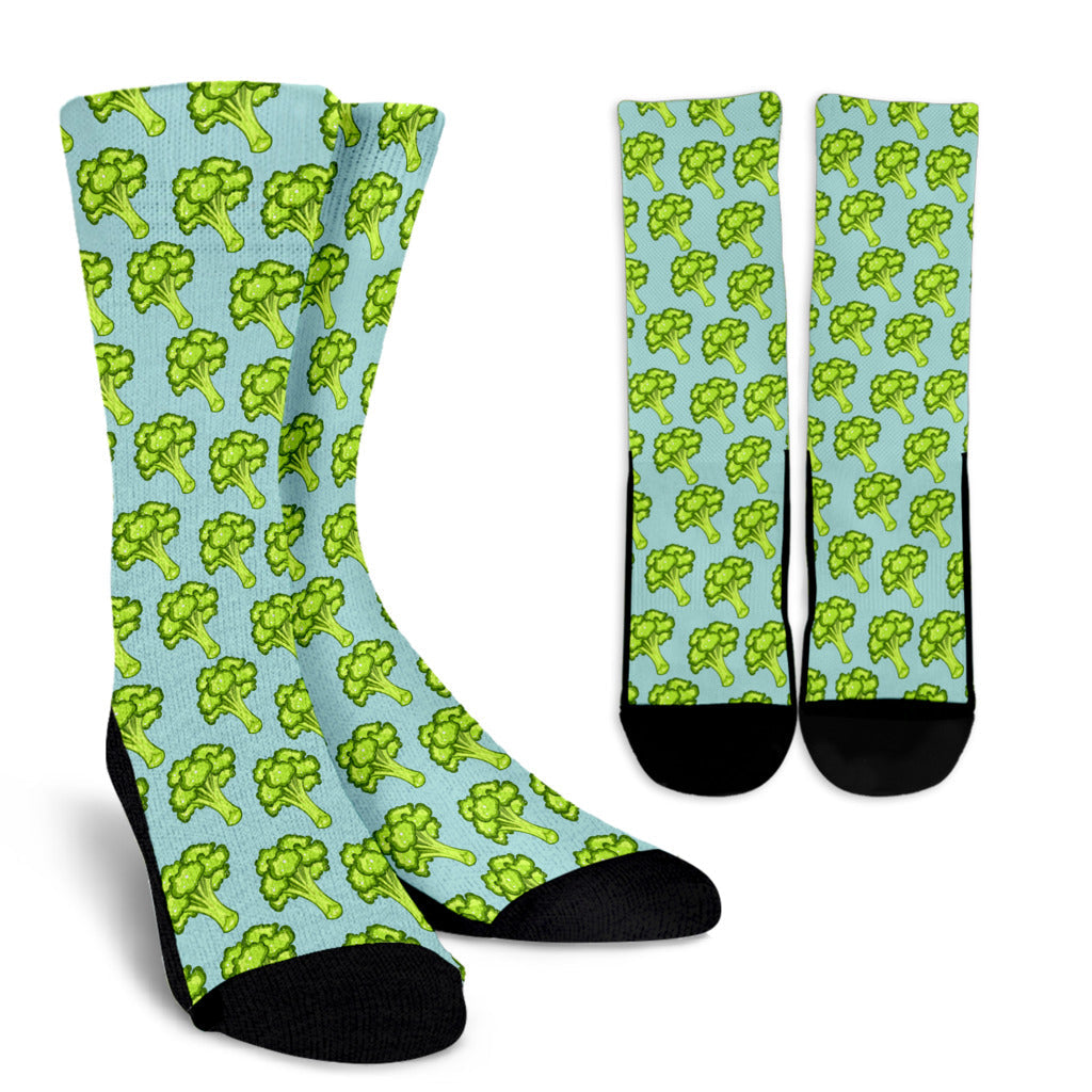 Broccoli Pattern Print Design 02 Crew Socks