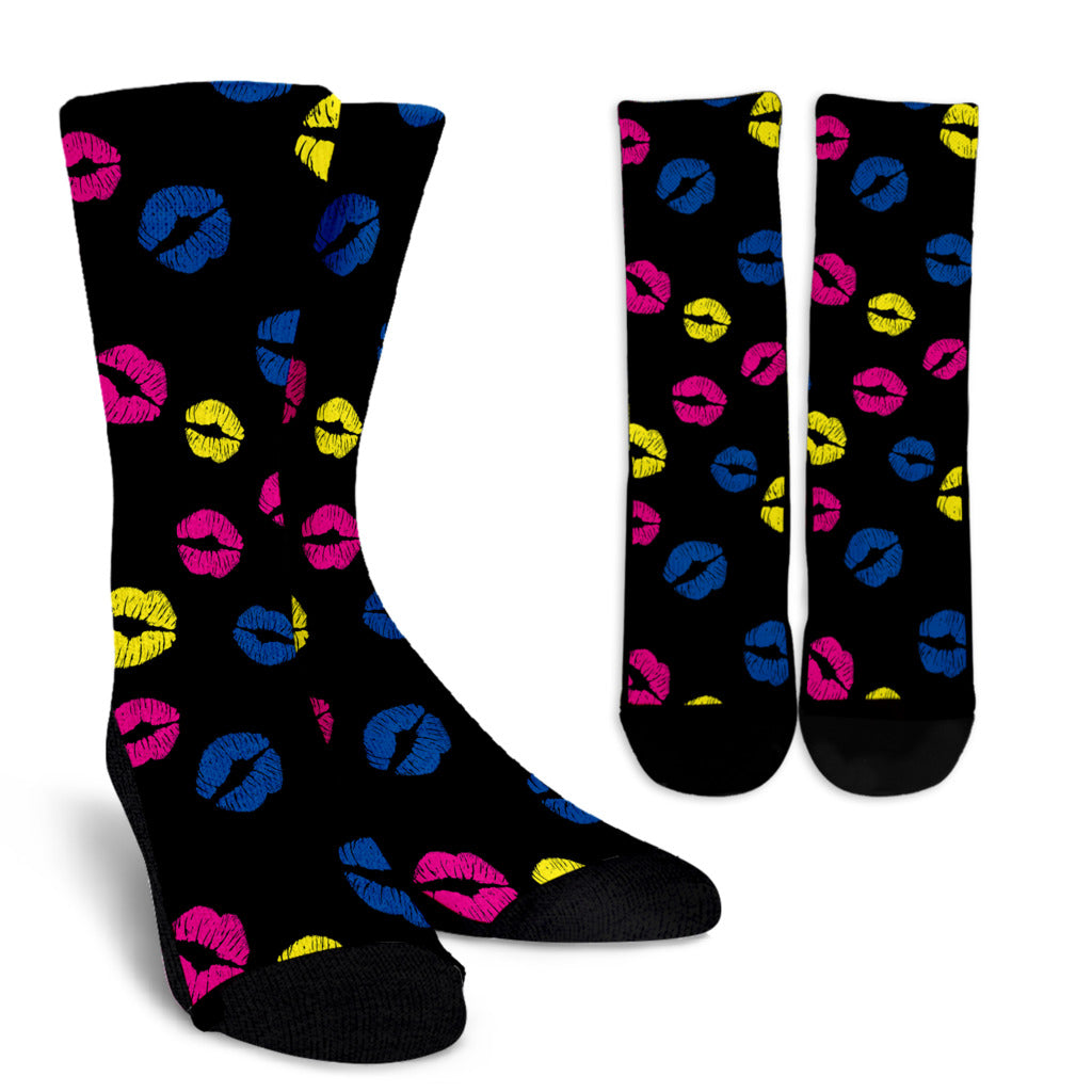Lip Neon Color Pattern Print Design 01 Crew Socks