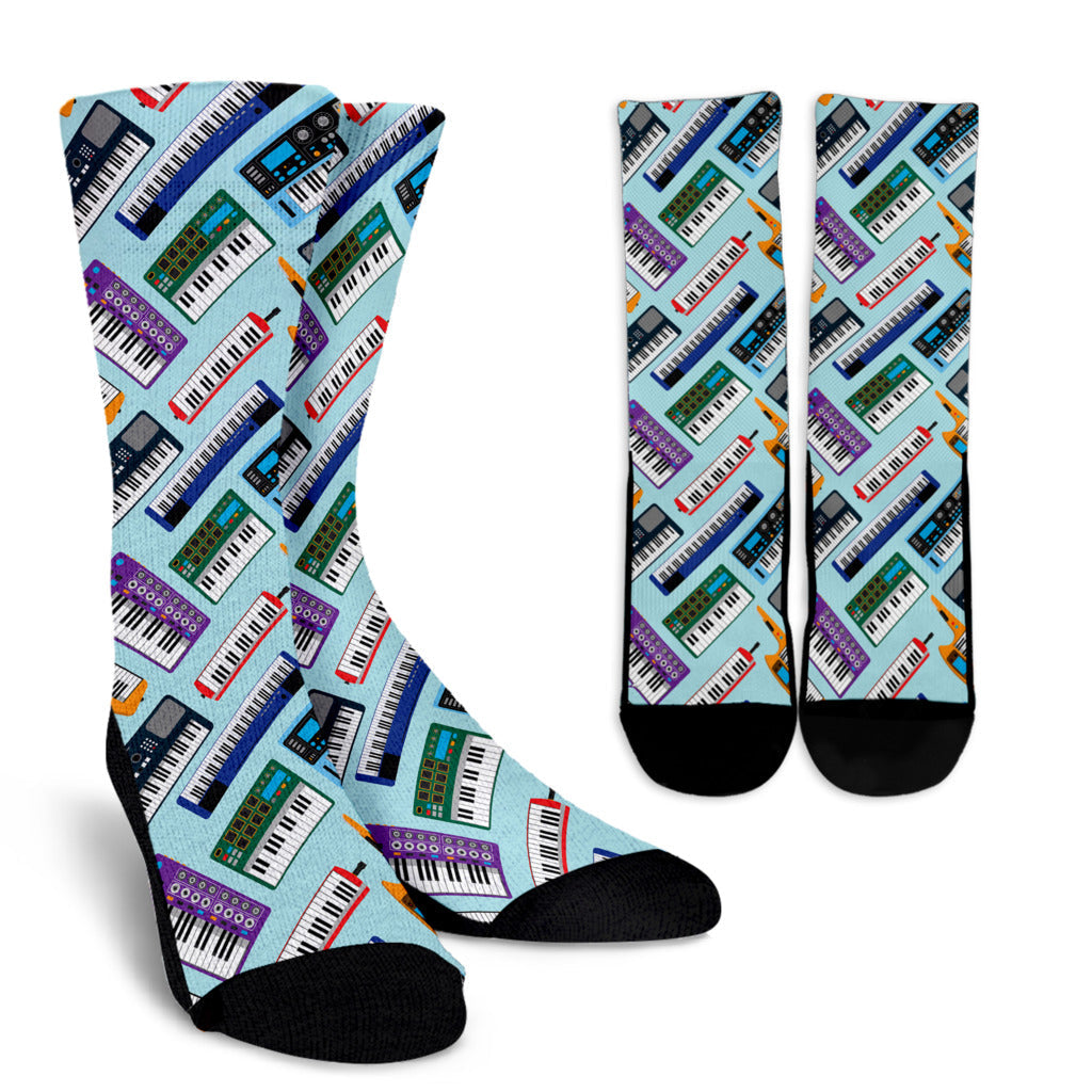 Synthesizer Pattern Print Design 02 Crew Socks