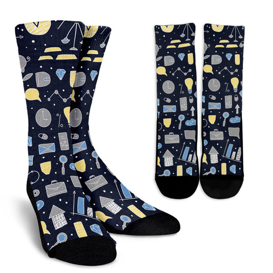 Accounting Financial Pattern Print Design 04 Crew Socks