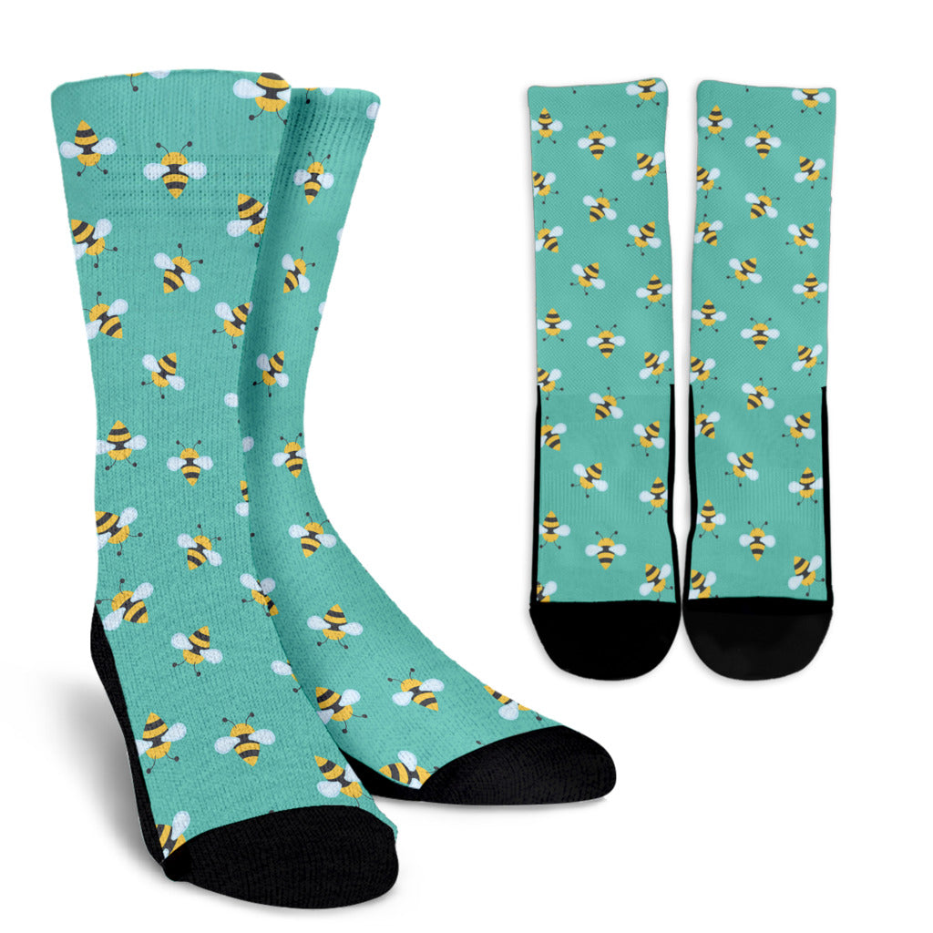 Bee Pattern Print Design 01 Crew Socks