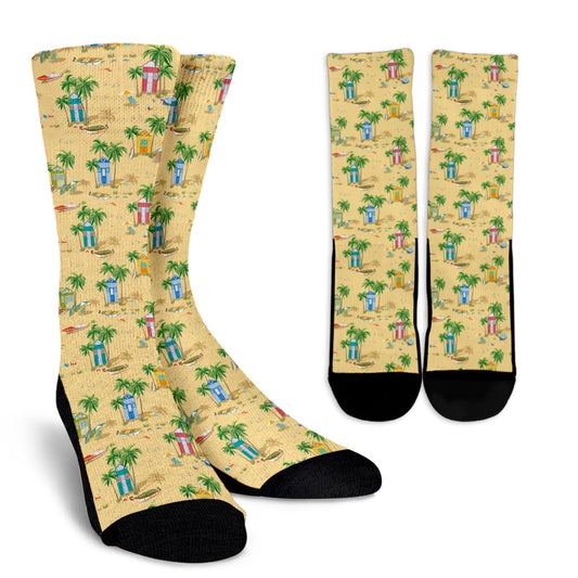 Beach Themed Pattern Print Design 01 Crew Socks