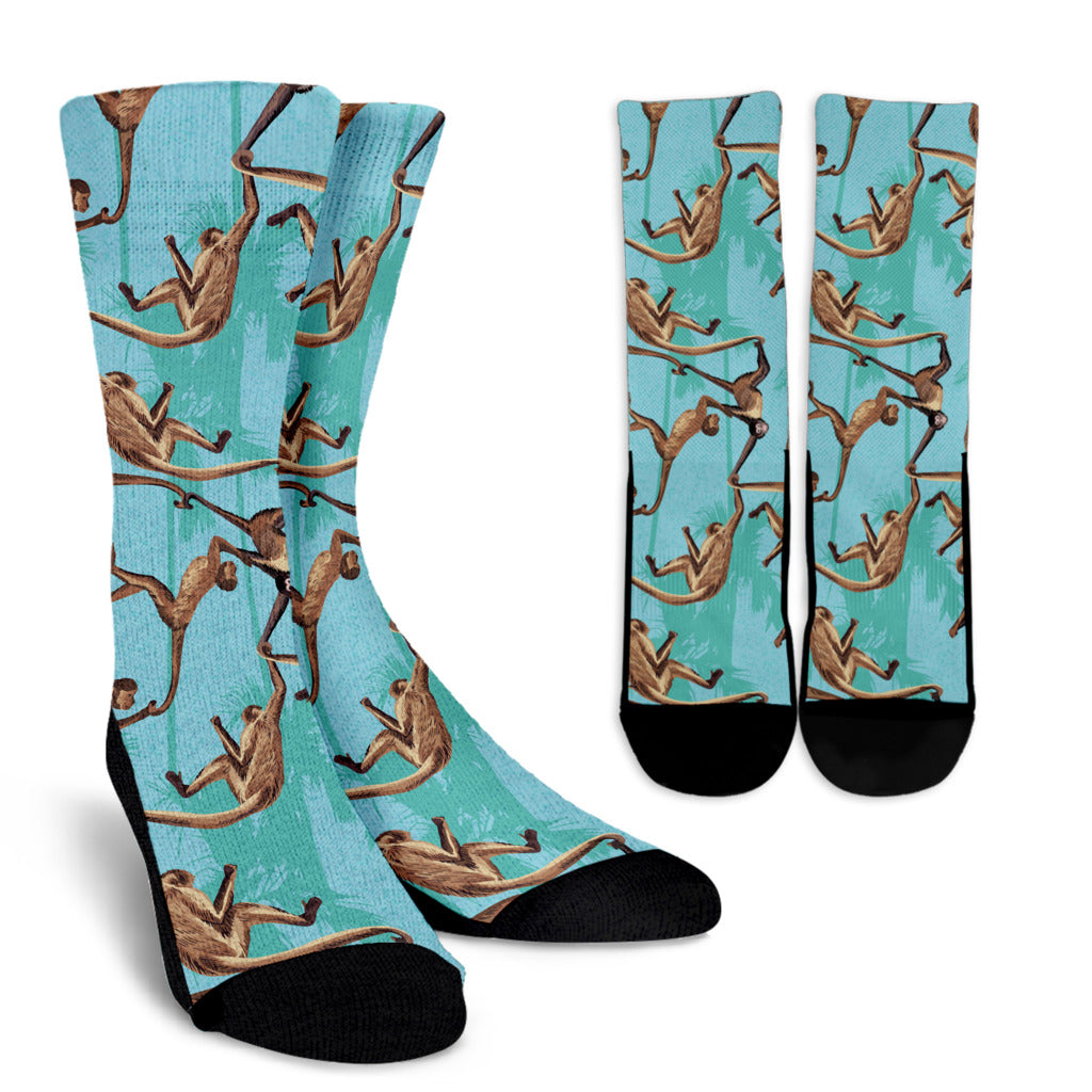 Monkey Pattern Print Design 04 Crew Socks