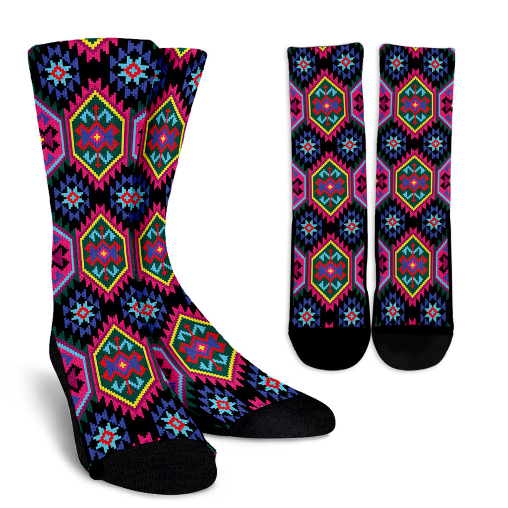 Mexican Pattern Print Design 02 Crew Socks