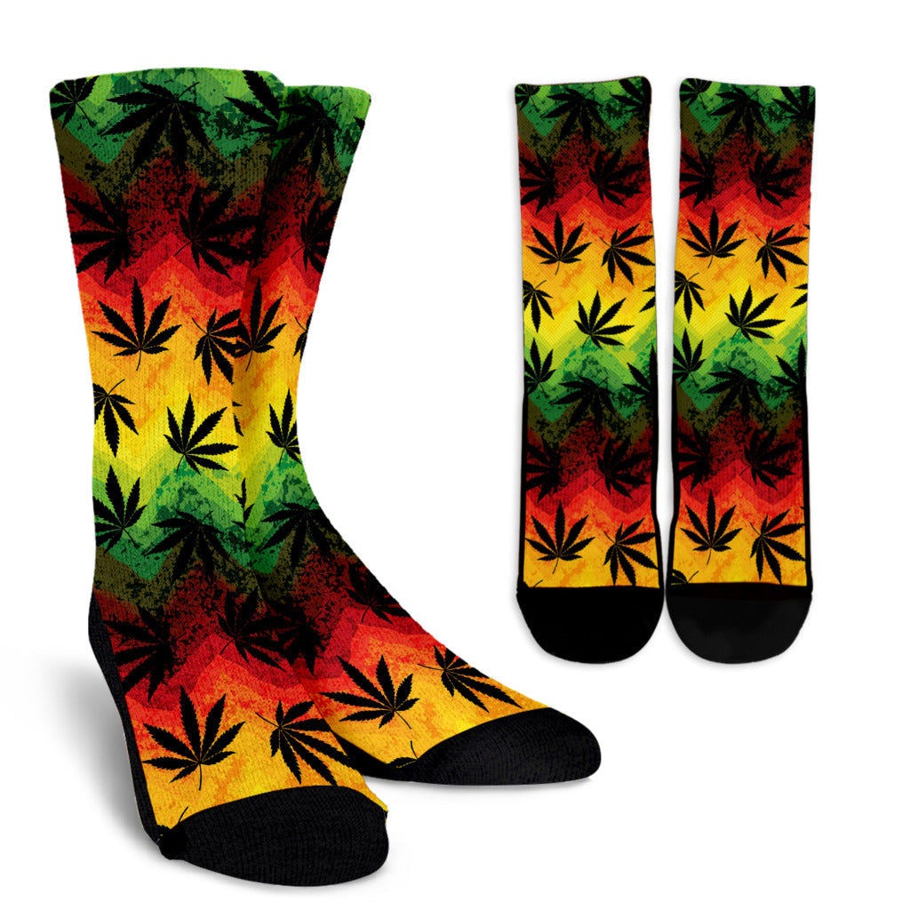 Rasta Pattern Print Design A02 Crew Socks