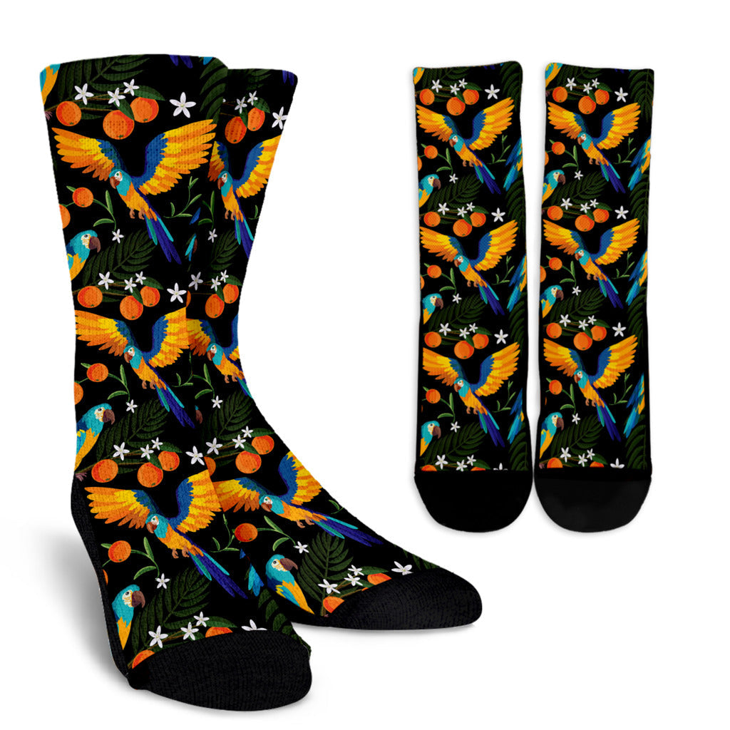 Macaw Pattern Print Design 03 Crew Socks