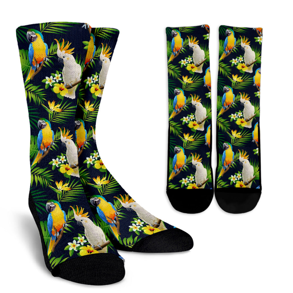 Parrot Pattern Print Design A03 Crew Socks