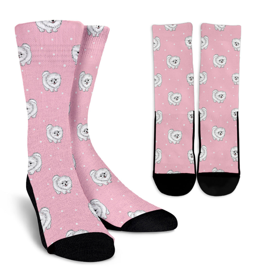 Pomeranians Pattern Print Design A02 Crew Socks
