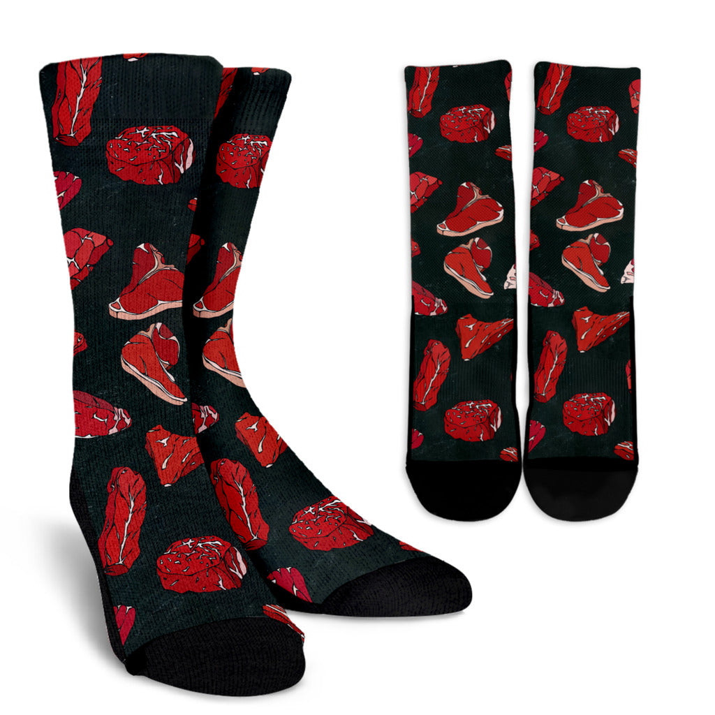 Meat Pattern Print Design 01 Crew Socks