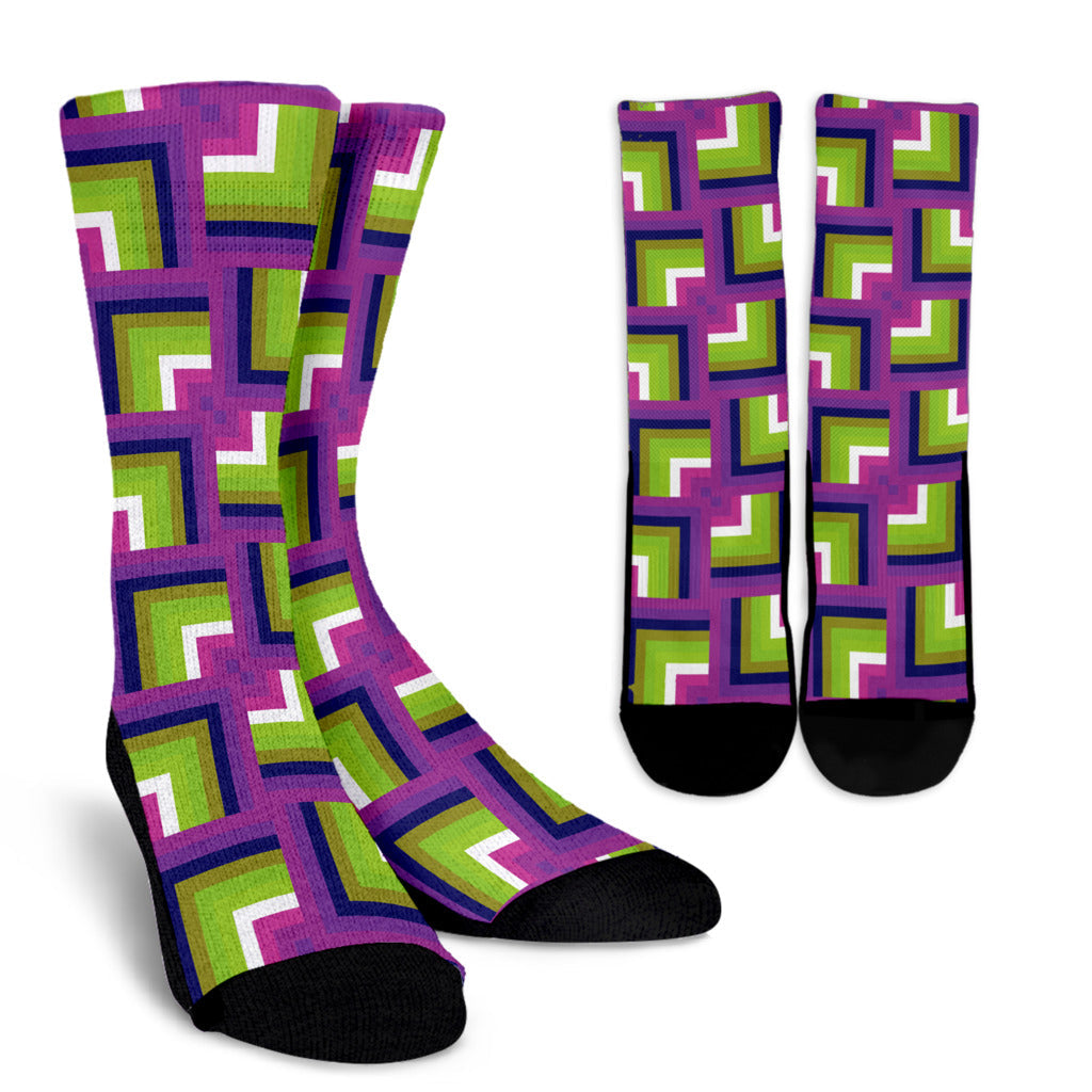 Optical illusion Pattern Print Design A05 Crew Socks