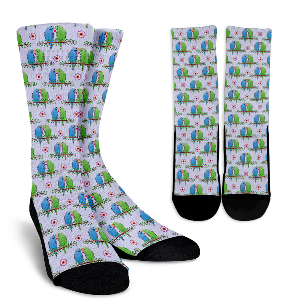 Budgerigar Pattern Print Design 05 Crew Socks